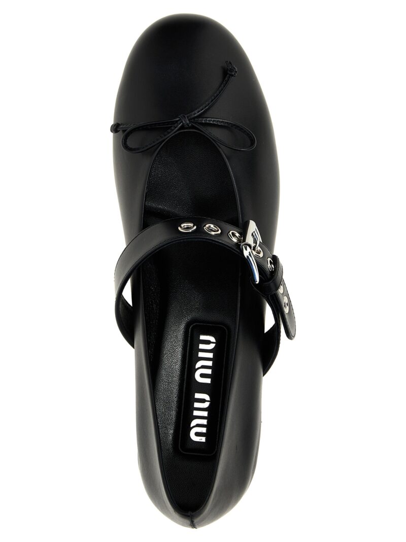 Buckle strap ballet flats 100% calfskin leather (Bos Taurus) MIU MIU Black