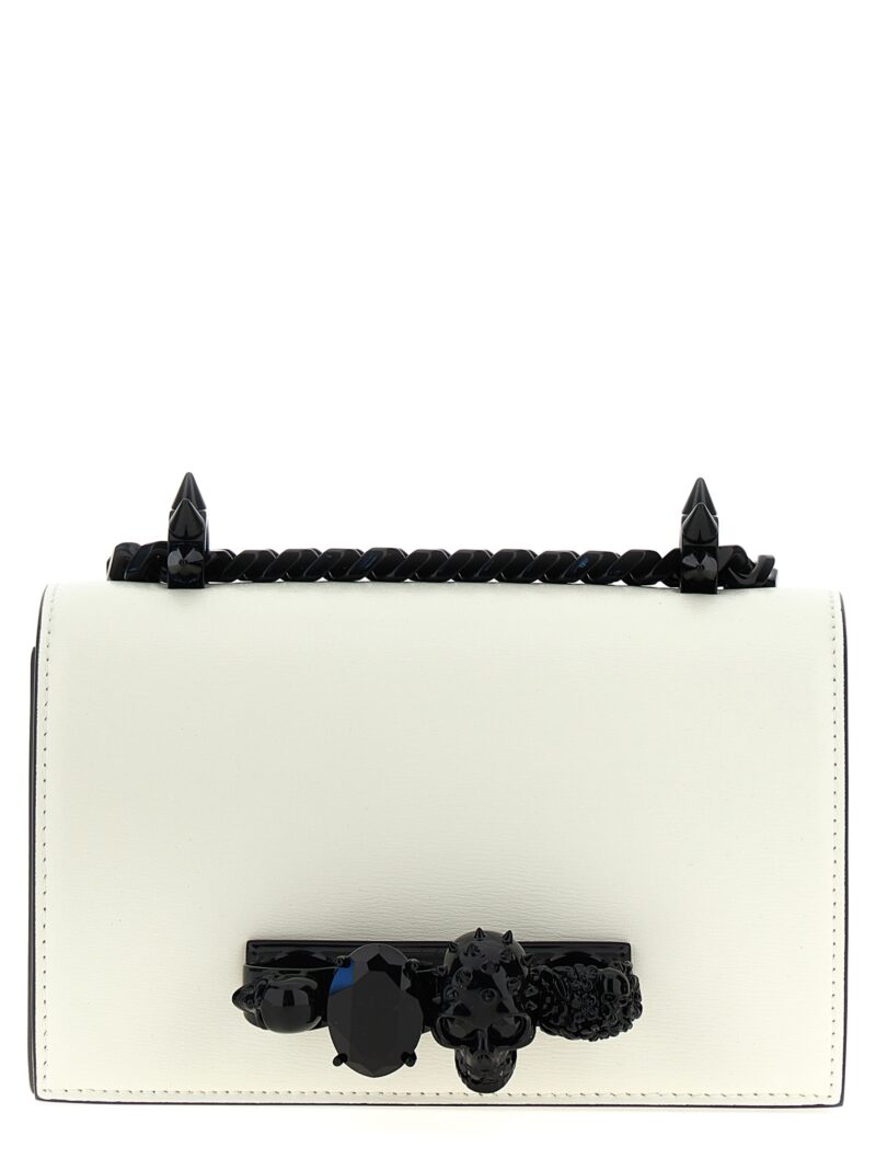 'Mini Jewelled Satchel' shoulder bag ALEXANDER MCQUEEN White/Black