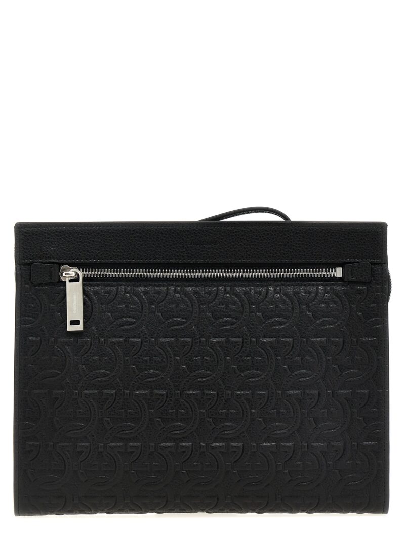 'Gancini' clutch FERRAGAMO Black