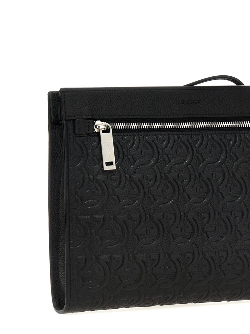 'Gancini' clutch Man FERRAGAMO Black