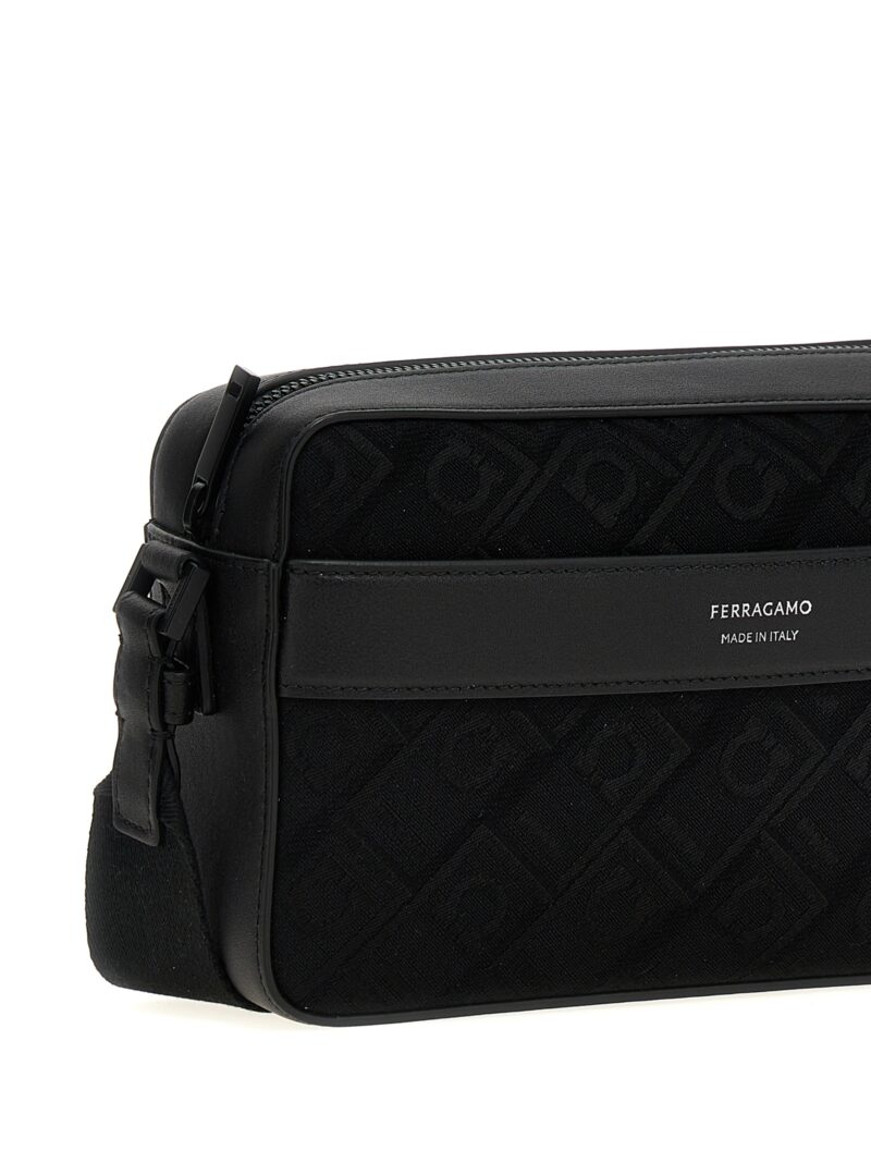 'Gancini' crossbody bag Man FERRAGAMO Black