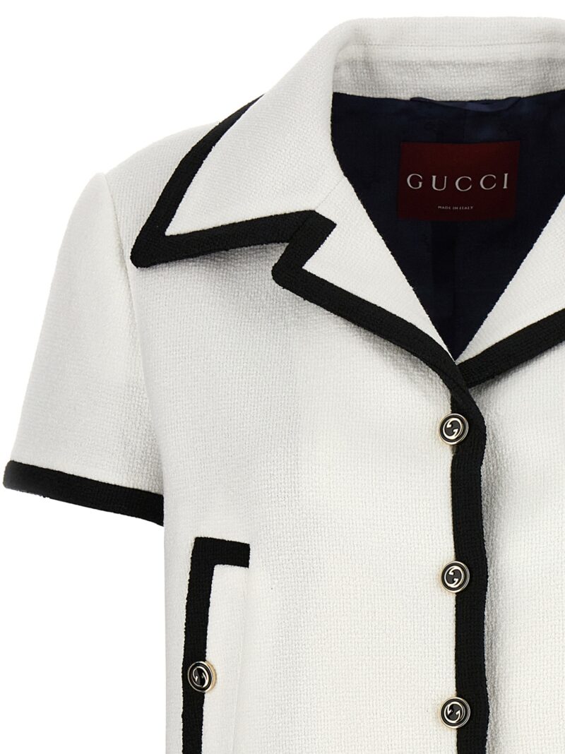 Tweed crop jacket Woman GUCCI White/Black