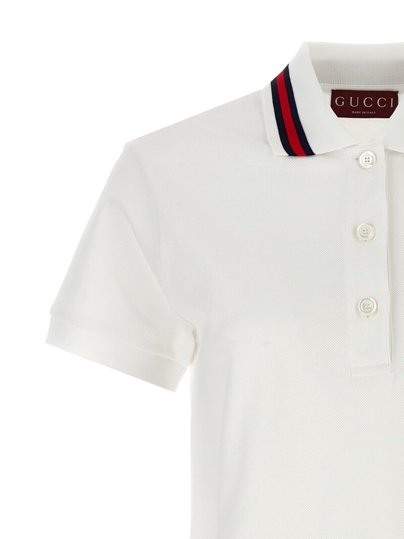 Web tape polo shirt Woman GUCCI White