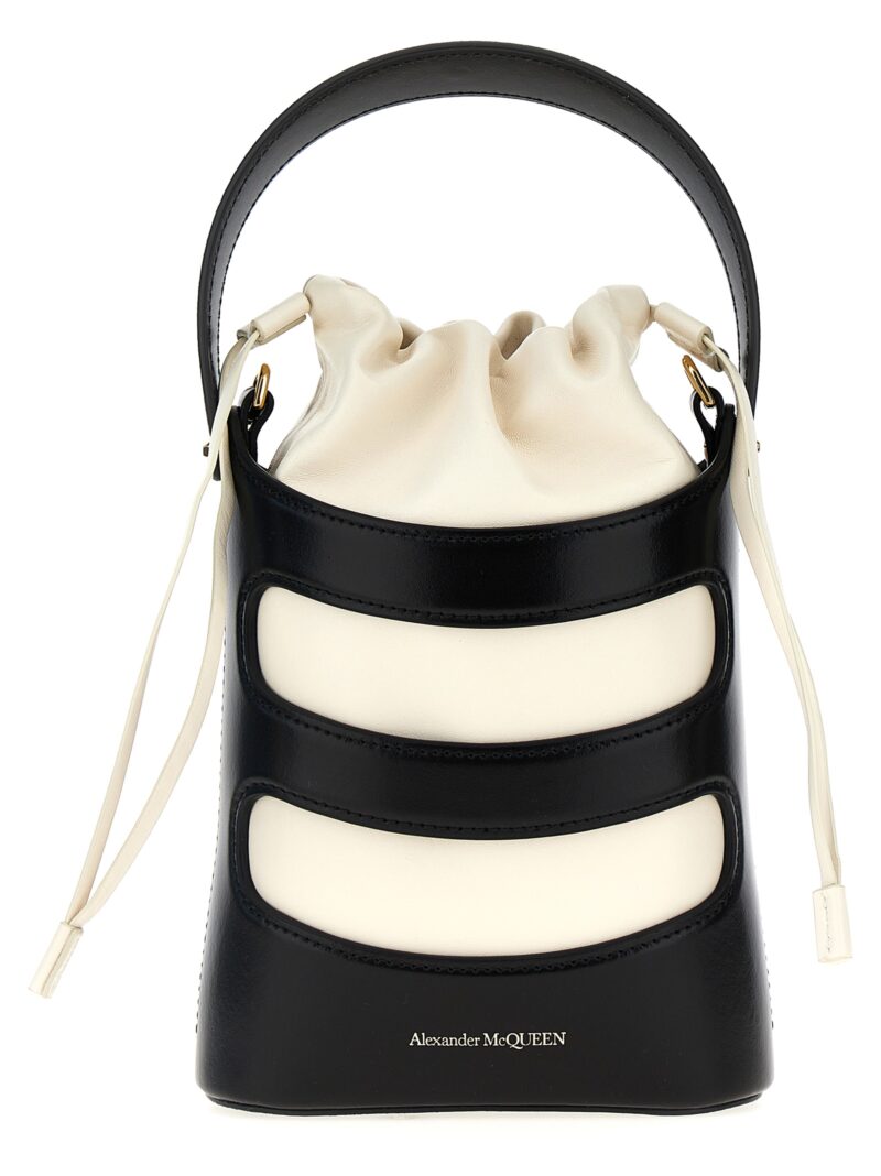 'The Rise Mini' bucket bag ALEXANDER MCQUEEN White/Black