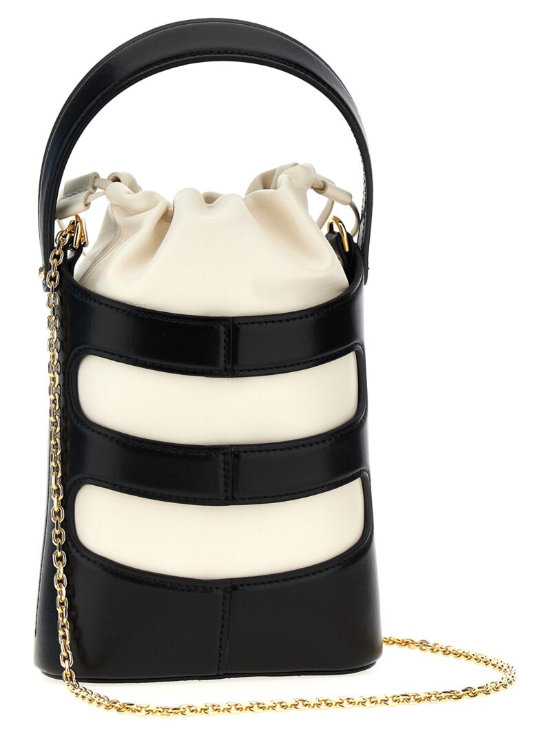 'The Rise Mini' bucket bag 7959001VPHG1090 ALEXANDER MCQUEEN White/Black