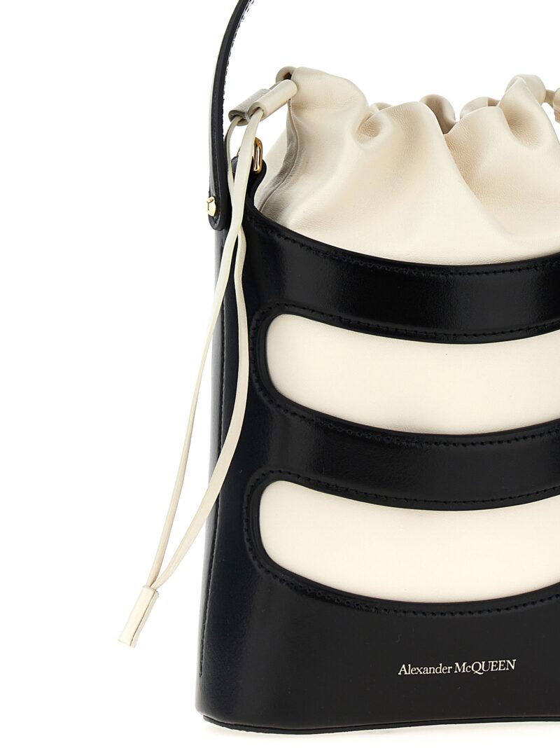 'The Rise Mini' bucket bag Woman ALEXANDER MCQUEEN White/Black