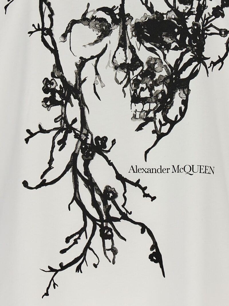 'Cherry Blossom' T-shirt 100% cotton ALEXANDER MCQUEEN White/Black