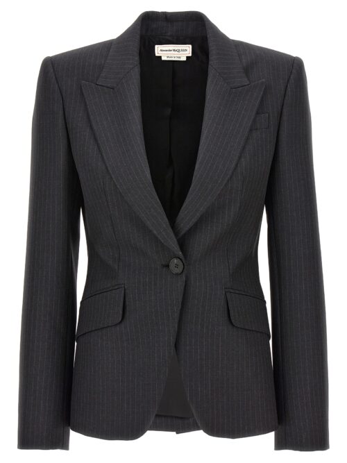 Pinstriped single-breasted blazer ALEXANDER MCQUEEN Gray