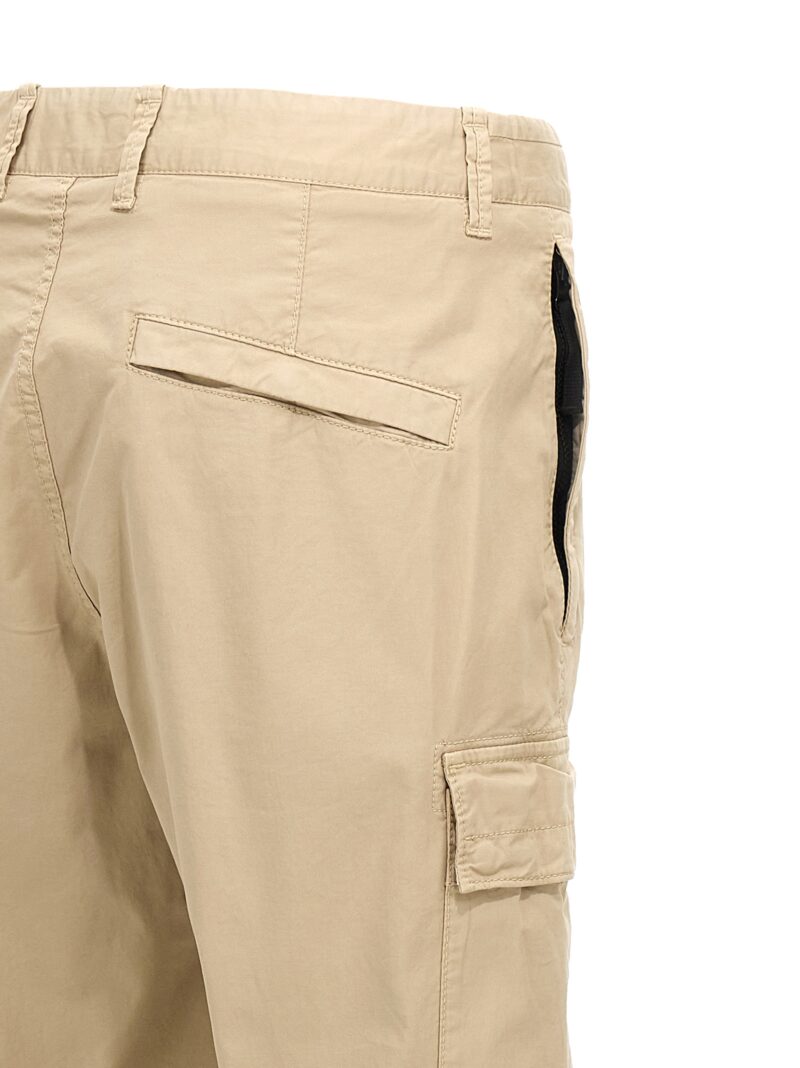 Logo patch cargo pants 97% cotton 3% elastane STONE ISLAND Beige