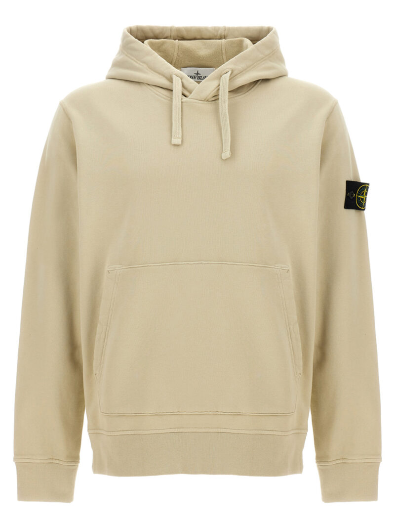 Logo patch hoodie STONE ISLAND Beige