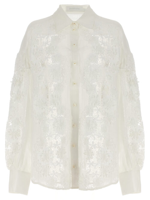 'Halliday Lace Flower' shirt ZIMMERMANN White