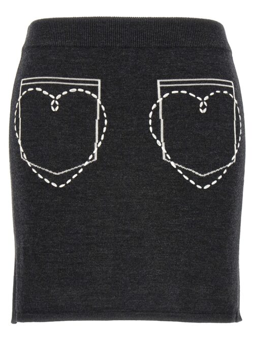 Contrast embroidery skirt MO5CH1NO JEANS Gray