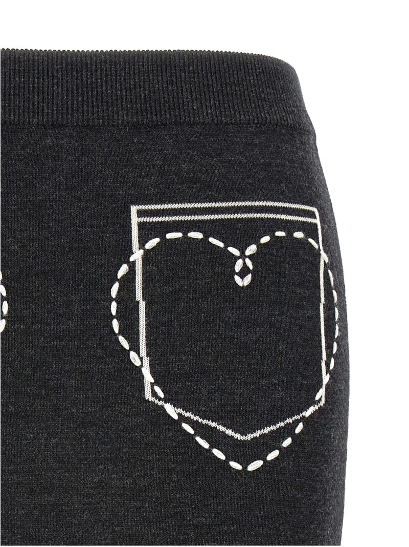 Contrast embroidery skirt Woman MO5CH1NO JEANS Gray