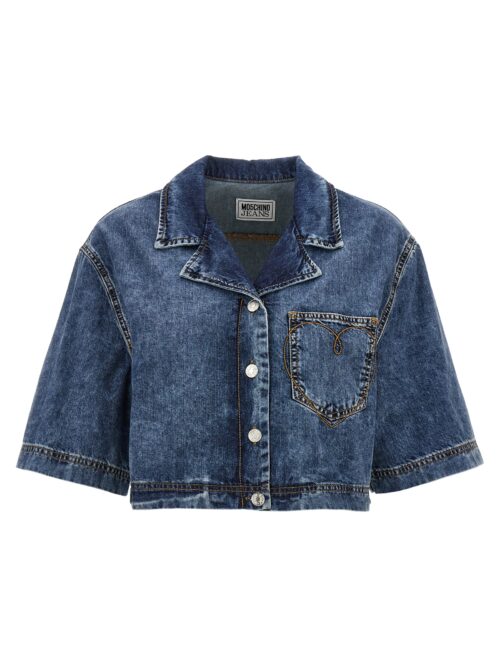 Embroidery cropped shirt MO5CH1NO JEANS Blue