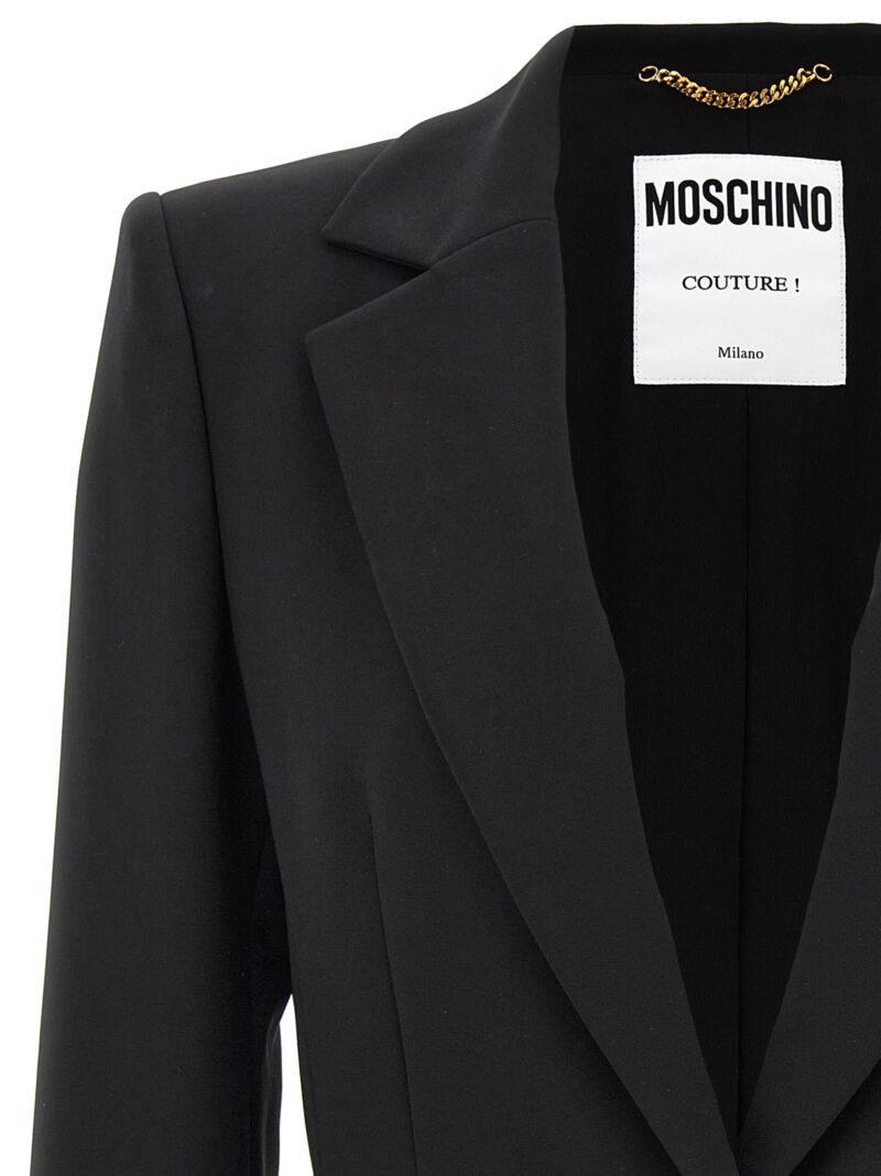 Single-breasted crepe blazer Woman MOSCHINO Black