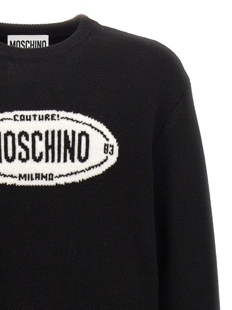 Logo intarsia sweater Man MOSCHINO White/Black