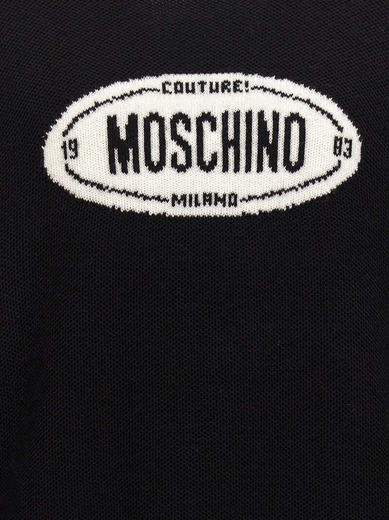 Logo intarsia sweater 100% virgin wool MOSCHINO White/Black