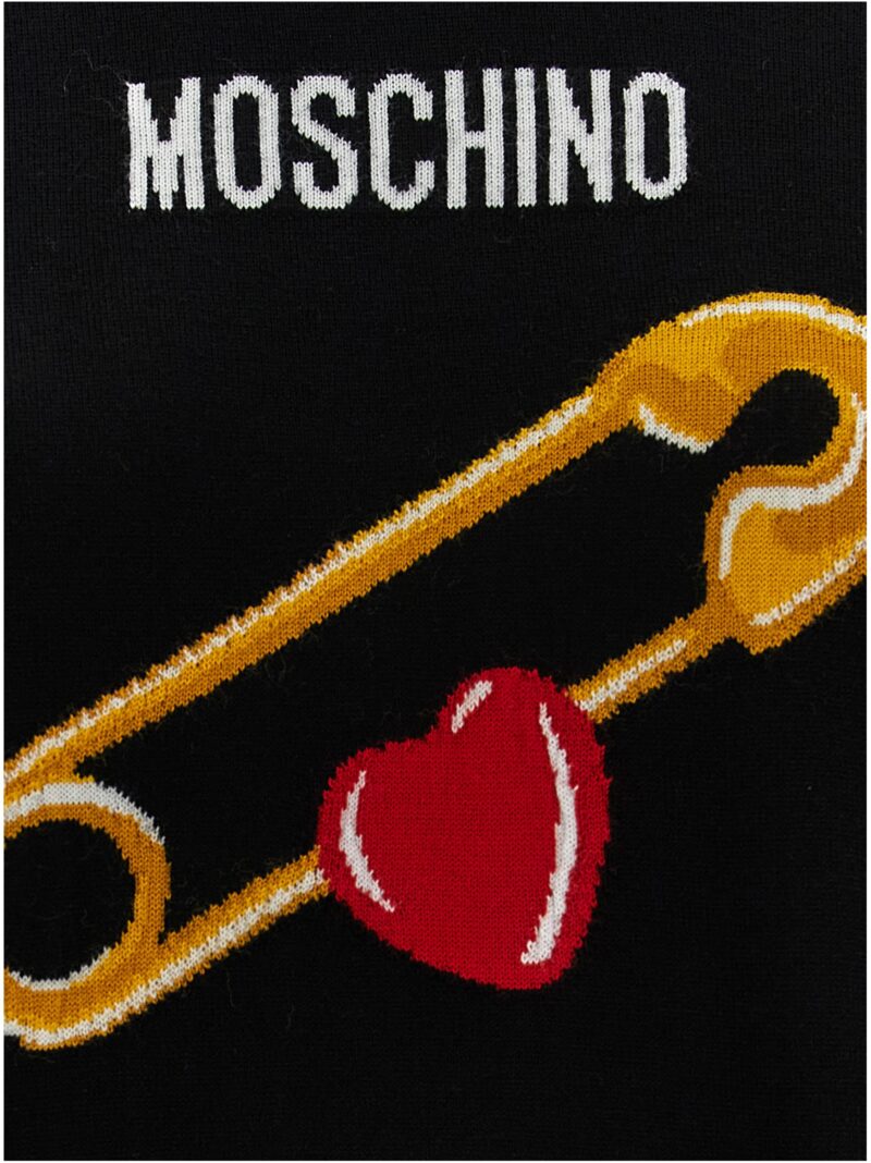 Jacquard design sweater 100% virgin wool MOSCHINO Black