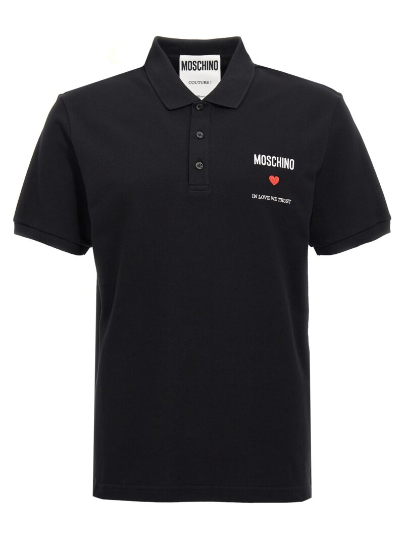 'In Love We Trust' polo shirt MOSCHINO Black