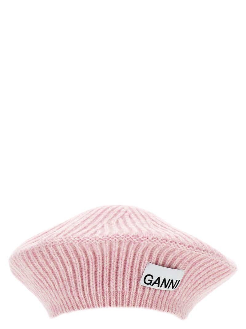 Logo ribbed beanie GANNI Pink