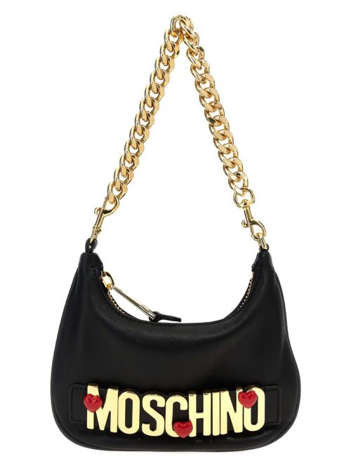 Logo leather shoulder bag MOSCHINO Black