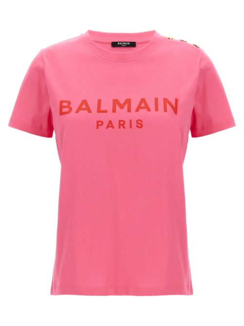 Logo print t-shirt BALMAIN Fuchsia