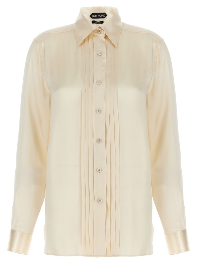 Pleated plastron shirt TOM FORD White