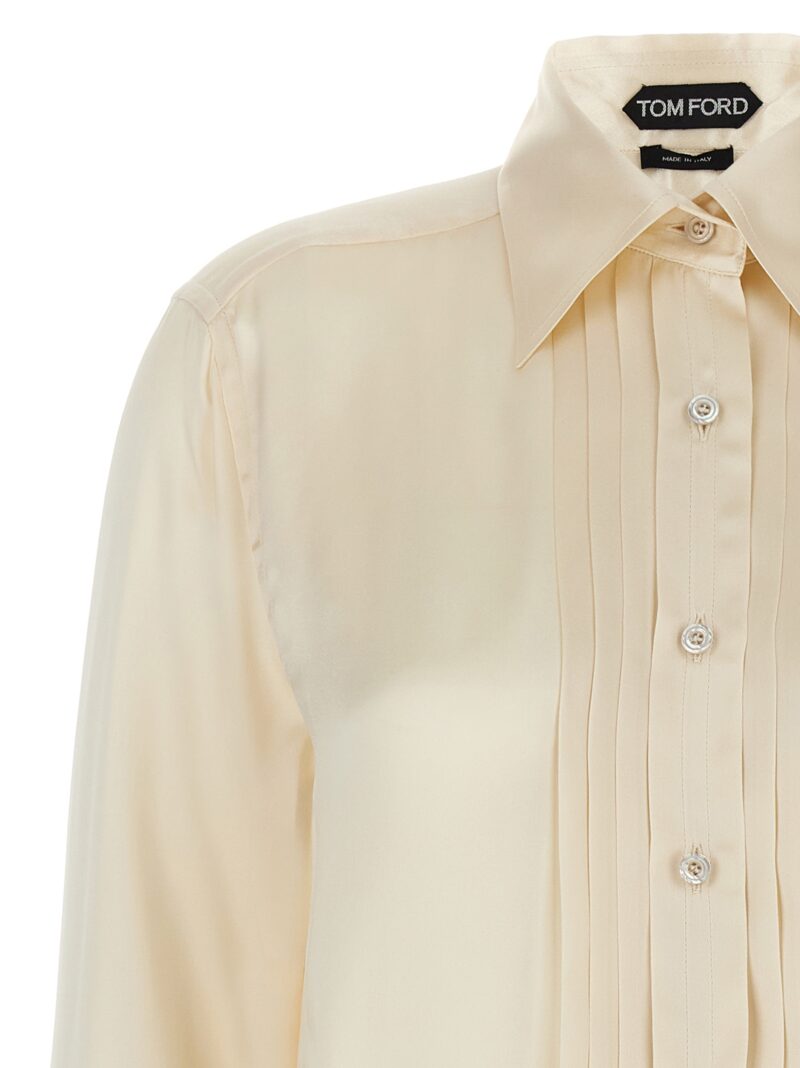 Pleated plastron shirt Woman TOM FORD White