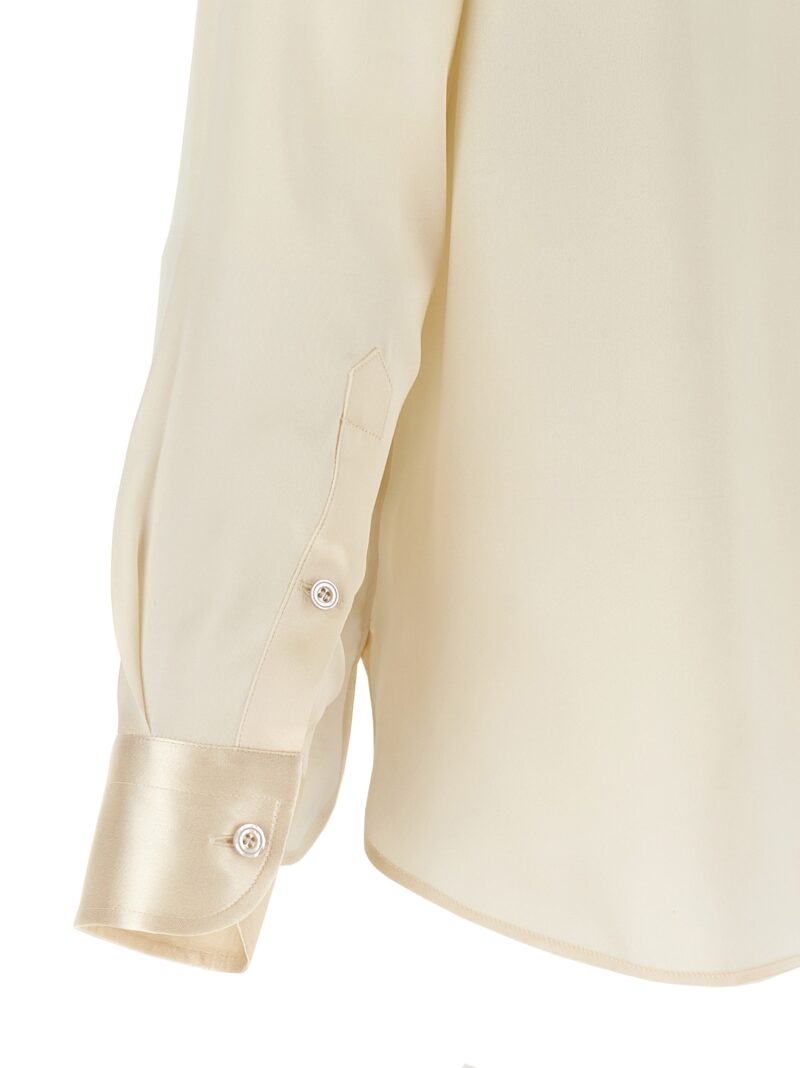 Pleated plastron shirt 100% silk TOM FORD White