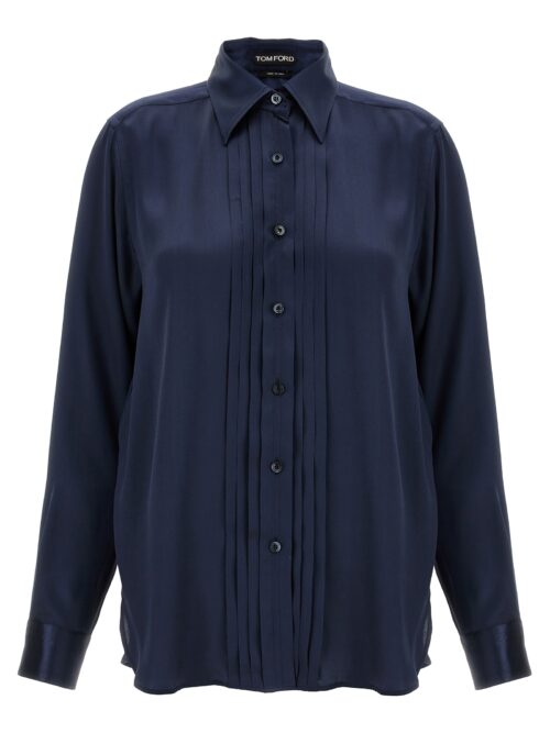 Pleated plastron shirt TOM FORD Blue