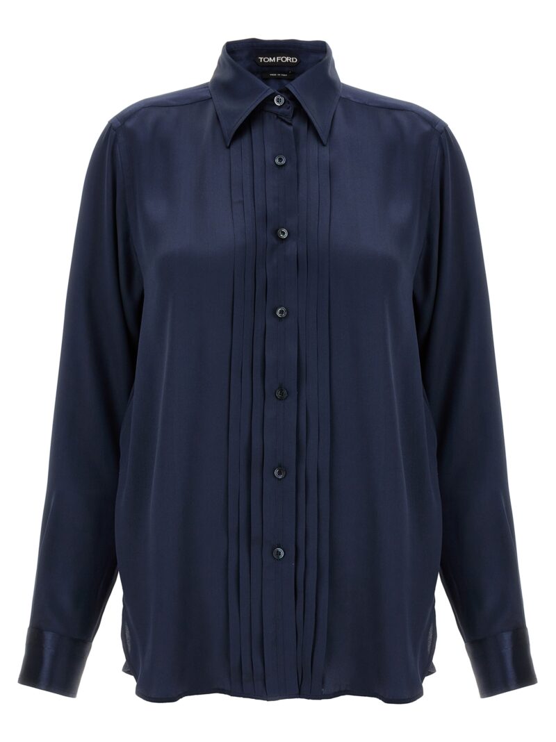 Pleated plastron shirt TOM FORD Blue