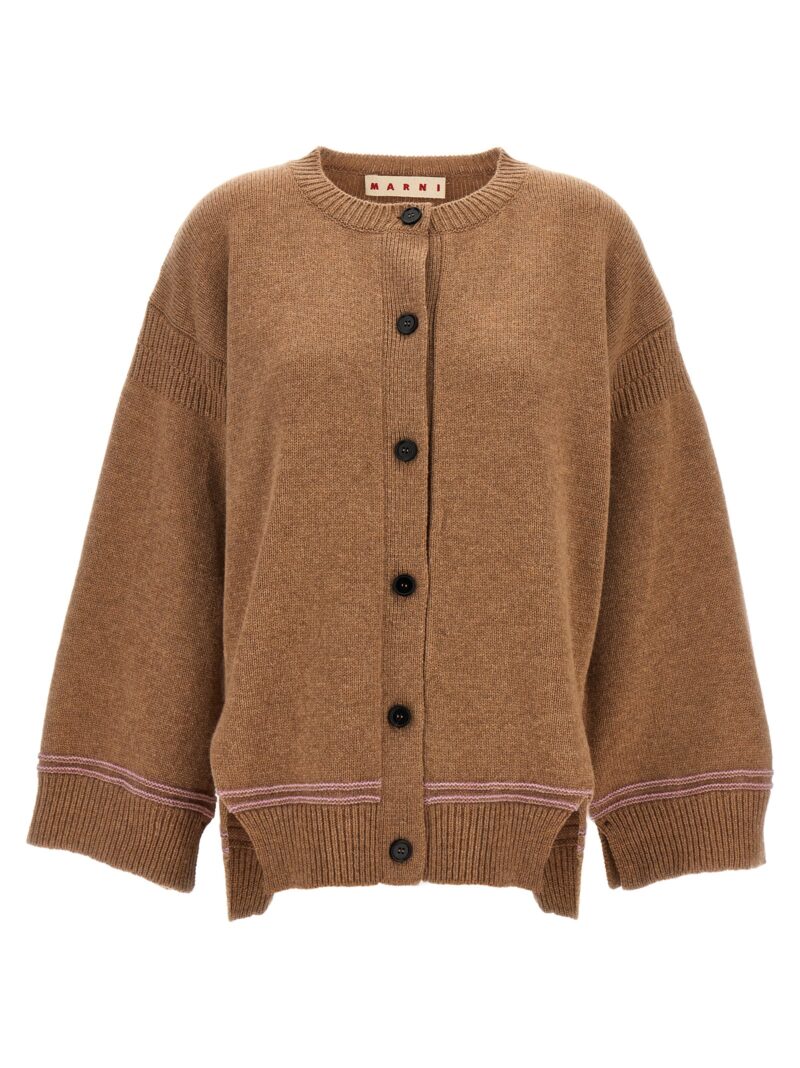 Logo intarsia cardigan MARNI Beige