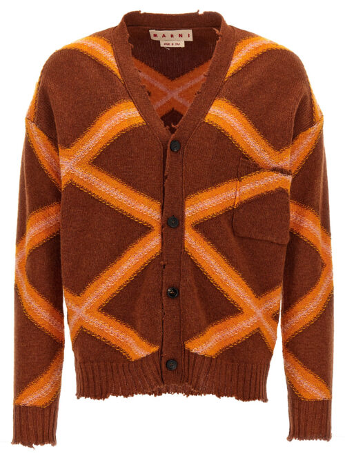 'Broken Macro Argyle' cardigan MARNI Multicolor