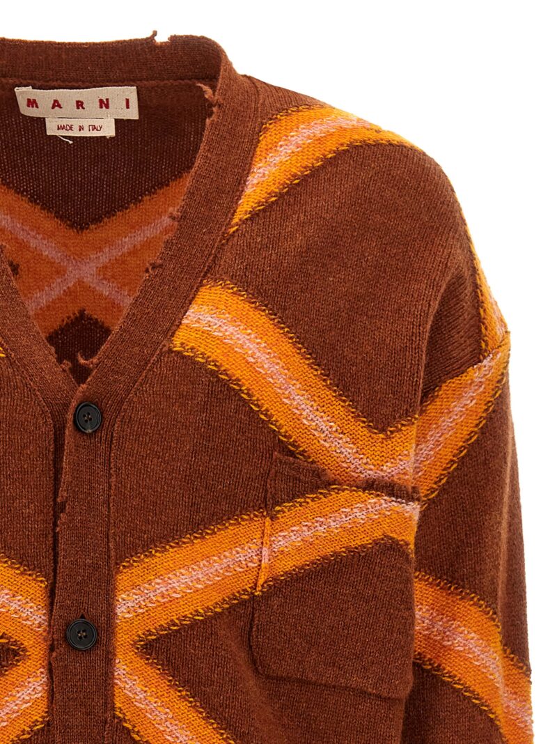 'Broken Macro Argyle' cardigan Man MARNI Multicolor