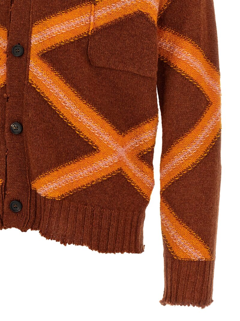 'Broken Macro Argyle' cardigan 100% wool MARNI Multicolor