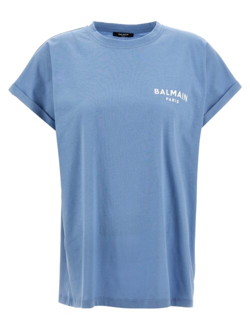 Flocked logo T-shirt BALMAIN Light Blue