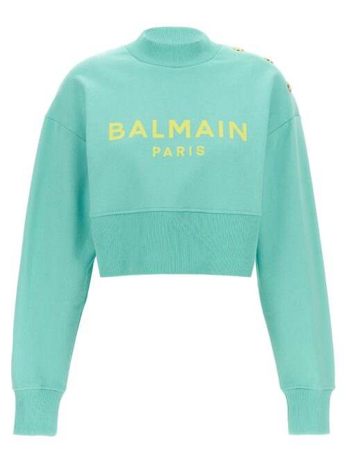 Cropped sweatshirt BALMAIN Light Blue