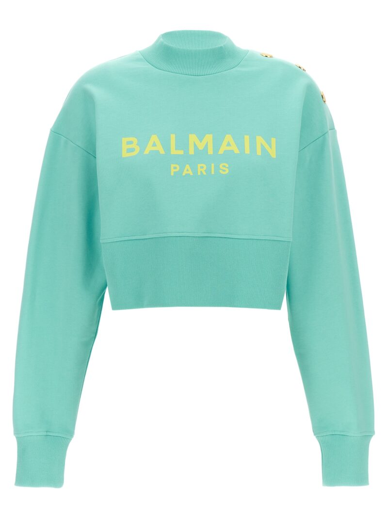 Cropped sweatshirt BALMAIN Light Blue