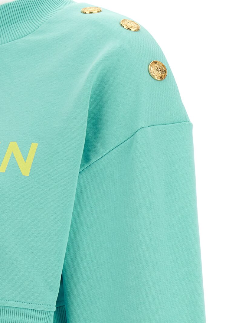 Cropped sweatshirt 100% cotton BALMAIN Light Blue