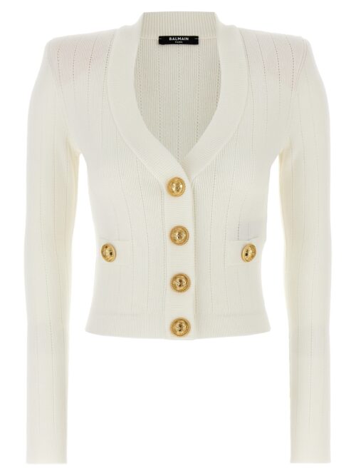 Logo buttons cardigan BALMAIN White