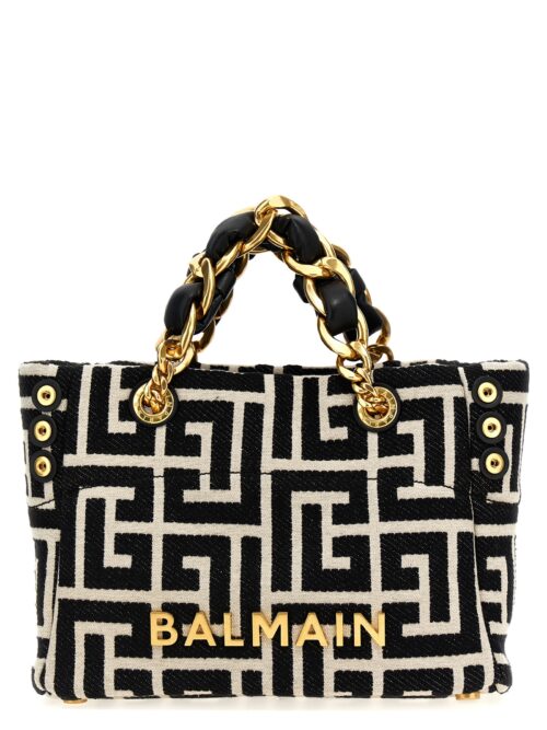 '1945 Soft Small' shopping bag BALMAIN White/Black