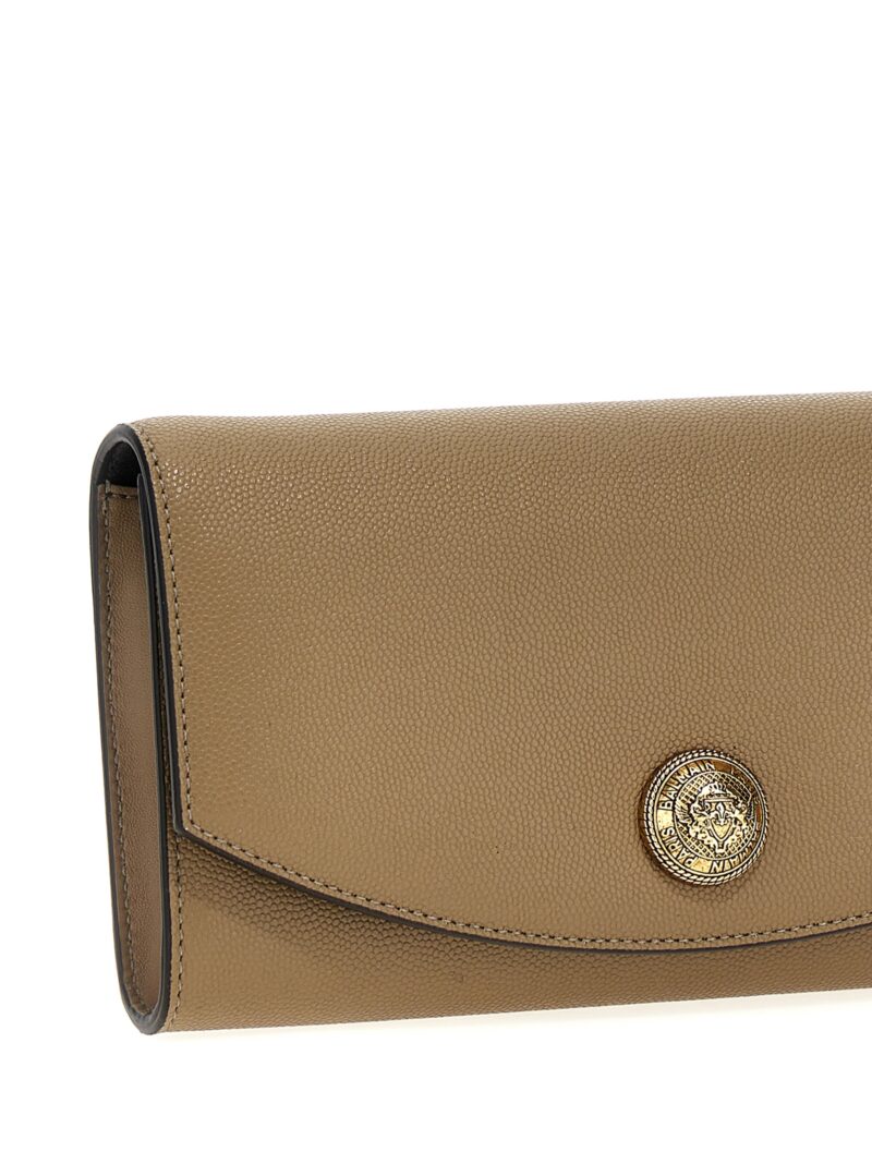 'Emblem' clutch Woman BALMAIN Beige