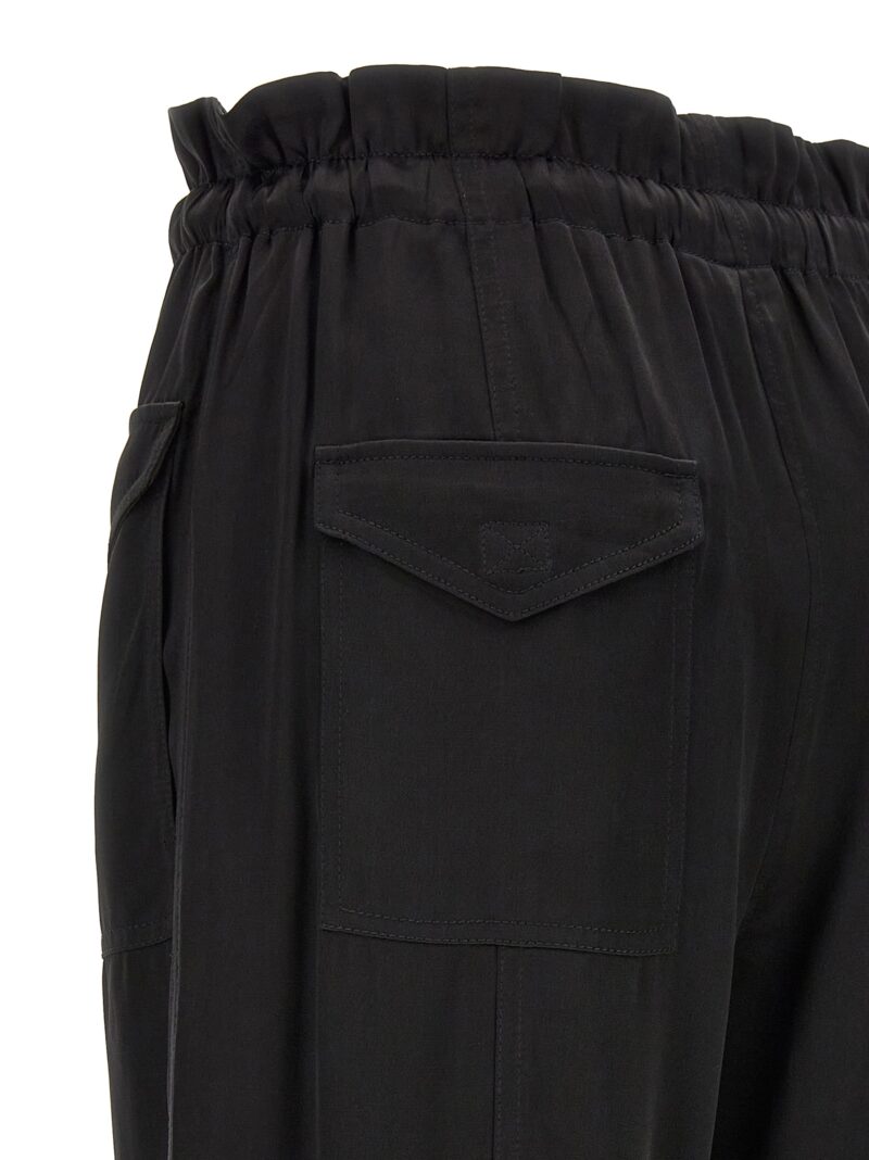 Satin cargo pants 50% viscose 50% cupro GANNI Black