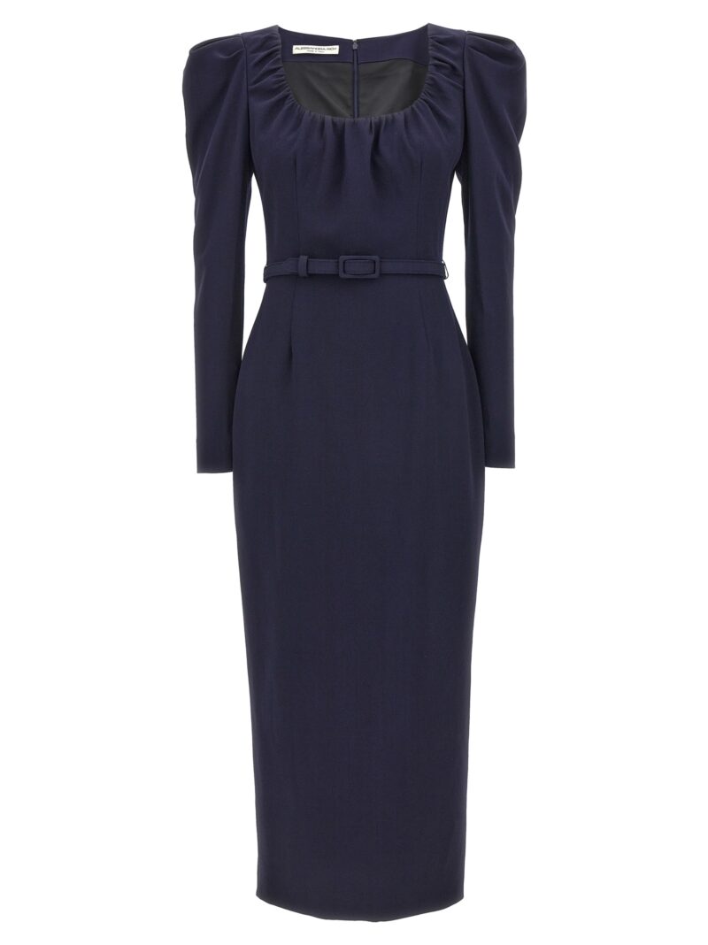 Belt crepe dress ALESSANDRA RICH Blue