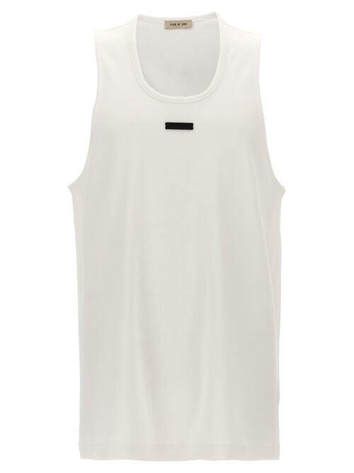 Leather logo patch tank top FEAR OF GOD White