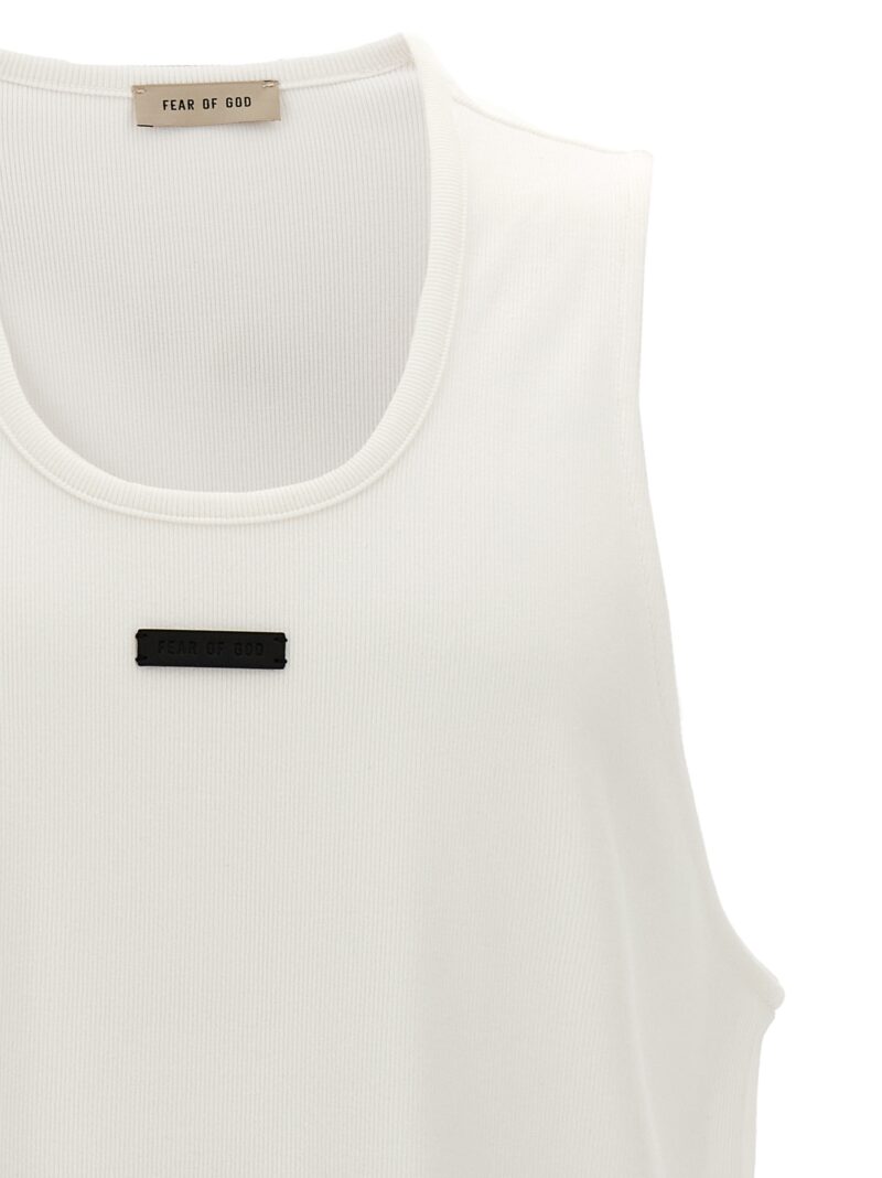 Leather logo patch tank top Man FEAR OF GOD White