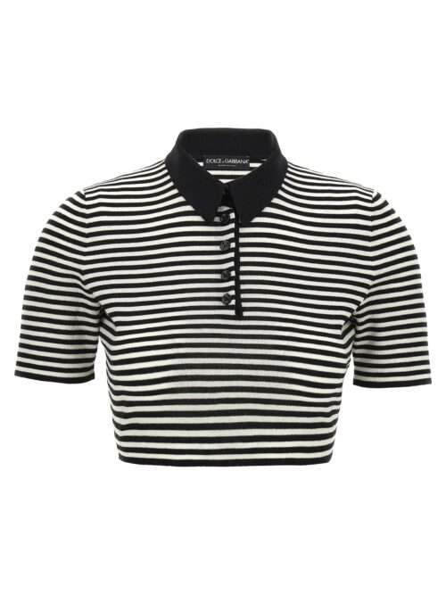 Striped cropped polo shirt DOLCE & GABBANA White/Black