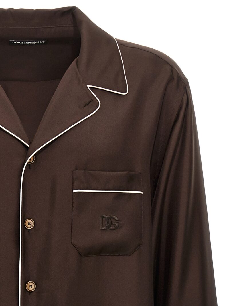 Logo embroidery shirt Man DOLCE & GABBANA Brown