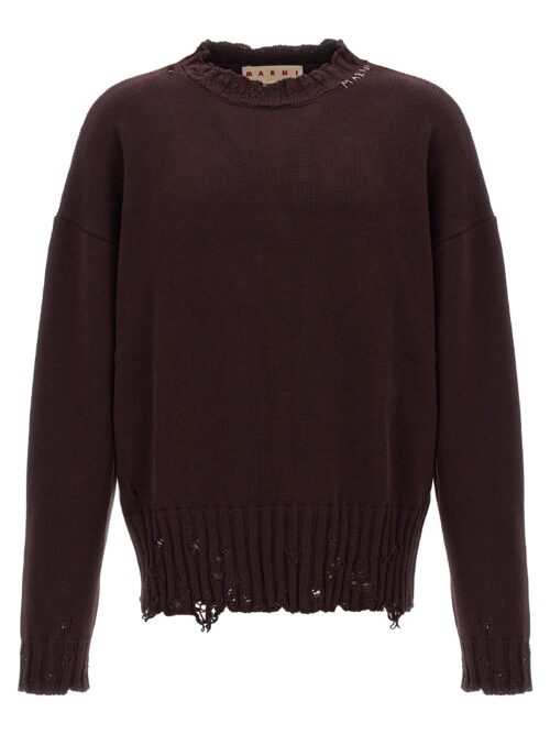 Destroyed effect sweater MARNI Bordeaux