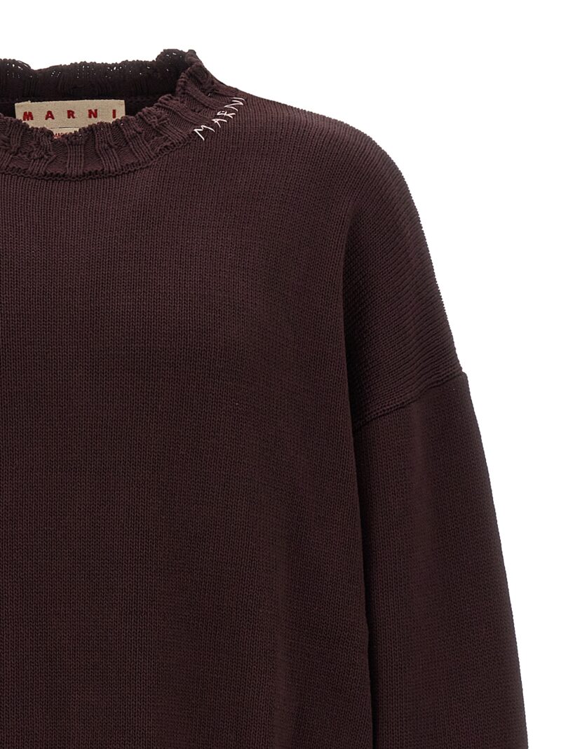 Destroyed effect sweater Man MARNI Bordeaux